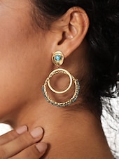 cheap Women&#039;s Earring-Women&#039;s Turquoise Beaded Hoop Earrings - Elegant Gold-Tone Drop Dangle Jewelry