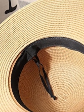 economico Cappelli di paglia-Per donna Cappello Cappello di paglia Cappello da sole Portatile Protezione solare Traspirante Strada Giornaliero Fine settimana Con fiocco Colore puro