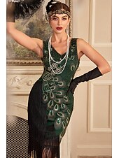 cheap Dresses-Retro Vintage Roaring 20s 1920s Flapper Dress Cocktail Dress The Great Gatsby Wedding Guest Sequins Tassel Fringe Women&#039;s Masquerade Party / Evening Wedding Reception Bachelorette Party Adults&#039; Dress
