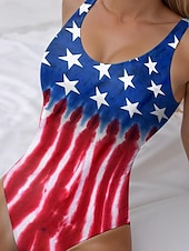 abordables Maillot de bain du jour de l’indépendance-Maillots de bain patriotes pour femmes du Jour de l&#039;Indépendance maillot de bain une pièce impression du drapeau américain vêtements de plage été contrôle du ventre maillots de bain
