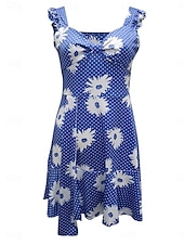 preiswerte Sommerkleider-Damen Freizeitkleid Unterkleid Blumendruck Träger Minikleid Casual Täglich Date Ärmellos Sommer