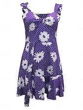 preiswerte Sommerkleider-Damen Freizeitkleid Unterkleid Blumendruck Träger Minikleid Casual Täglich Date Ärmellos Sommer