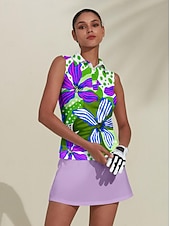 billiga Kvinnors golfkläder-Dam Vandringspolotröja Rosa Grön Mörkblå Ärmlös Överdelar Golfkläder för damer Kläder Outfits Bär kläder