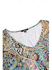 Γυναικείο T-shirt Boho Μπλούζα Paisley Εκτύπωση V-Λαιμό Κοντό Μανίκι Καθημερινό Χαλαρό Στυλ Πολύχρωμο Ελαφρύ Καλοκαίρι Μπλούζα Χαμηλού Κόστους Boho t-shirt-Γυναικείο T-shirt Boho Μπλούζα Paisley Εκτύπωση V-Λαιμό Κοντό Μανίκι Καθημερινό Χαλαρό Στυλ Πολύχρωμο Ελαφρύ Καλοκαίρι Μπλούζα