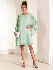 economico Abiti da festa-abito da donna manica a pipistrello chic rosa pastello scollo rotondo vestibilità comoda leggero casual moda estiva lunghezza sopra il ginocchio