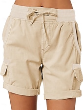 baratos Shorts-Mulheres Calção Misto de Algodão Tecido Curto Branco Verão