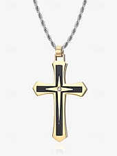 baratos Jóias Masculinas-Homens Colares com Pendentes Prata Preto Dourado Aço Inoxidável Punk Moda Artístico / Retro Cruz