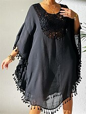 preiswerte Weiße Spitzenkleider-Damen Minikleid Weißes Kleid Spitzenkleid Hemdblusenkleid Sommerkleid Streetwear Basic Lässig Urlaub Straße Ferien Normale Passform Dreiviertelarm Rundhalsausschnitt Schwarz Weiß Blau Orange Sommer
