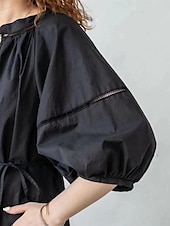 ieftine Rochii Albe Casual-Pentru femei Negru Alb Kaki Vară Primăvară Rochie Maxi Rochie albă Rochie din in bumbac De Bază Modern Zilnic Sfârșit de săptămână Potrivire Largă Simplu În V