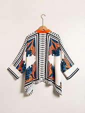 voordelige Blouses &amp;amp; Shirts-Dames Satijnen zijden overhemd Plaid / Gestreept / Chevron Bloem / Planten Alledaagse kleding Magyaarse mouw Zwart Kleurenblok Opdrukken meetkundig 3/4-Lengte Mouw Modern eigentijds Overhemdkraag