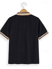 billige Business-Herre Button Up Poloer Poloskjorte i bomull Avslappet Ferie Knaphul Kortermet Mote Grunnleggende Fargeblokk Lapper Broderi Sommer Normal Svart Vin Navyblå Grønn Grå Button Up Poloer