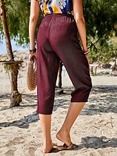 billige Bermuda-shorts-Dame caprishorts Fritid hverdag Kalv lengde عادي Snorer Sidelommer Utskjæring Pusteevne Bekvem Mikroelastisk Helg Svart Vin Blå Grå Sommer Normal