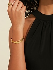 baratos Pulseira Feminina-Mulheres Bracelete Dourado Latão Elegante