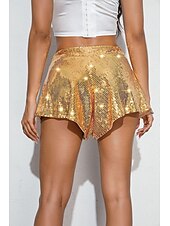 baratos Shorts quentes-Mulheres Calção Casual Diário Curto Tecido Paetês Respirabilidade Confortável Micro-Elástica Final de semana Prata Preto Vermelho Dourado Verão Normal