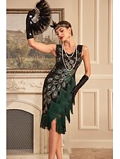 cheap Dresses-Retro Vintage Roaring 20s 1920s Flapper Dress Cocktail Dress The Great Gatsby Wedding Guest Sequins Tassel Fringe Women&#039;s Masquerade Party / Evening Wedding Reception Bachelorette Party Adults&#039; Dress