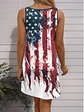  Ημέρα Ανεξαρτησίας Πατριωτικό Γυναικείο Φόρεμα Μίνι Φόρεμα Μικρό Φόρεμα Καλόγερος Φόρεμα Καλοκαιρινό Φόρεμα Καθημερινής Διακοπές Διακοπές Παραλία Κανονική εφαρμογή Σημαία Αμάνικο Καλέ μακό Λευκό