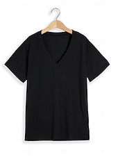 ieftine tricouri de bază-Bărbați Tricou Tricouri Manșon scurt În V Primavara vara Simplu Șic Stradă Îmbrăcăminte sportivă Birou Fitness Sală de Fitness Negru Alb Roșu-aprins Top tricou pentru bărbați