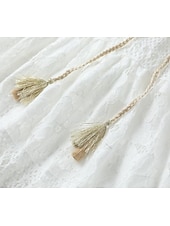 tanie Białe koronkowe sukienki-Damskie Sukienka maxi Biała sukienka Biała koronkowa suknia ślubna Sukienki w stylu boho Sukienka Boho Elegancja Bohema Linia A Urlop Święto Regularny Długi rękaw W serek Biały Morelowy Lato