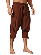 economico Fondi-Medievale Rinascimento 17° secolo Pantaloni Pantaloni da pirata Pirata Vichingo Crociato Coulisse Tinta unita Costume Per uomo Costumi da pirata Fantasia Halloween Mascherata Halloween LARP Fiera