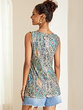 olcso Grafikai bolt Ujjatlan felsők és Camis-Női top camisole nyomott V nyakú bohém divat színes könnyű hétköznapi nyári camisole tank top standard fit