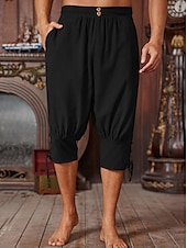economico Fondi-Medievale Rinascimento 17° secolo Pantaloni Pantaloni da pirata Pirata Vichingo Crociato Coulisse Tinta unita Costume Per uomo Costumi da pirata Fantasia Halloween Mascherata Halloween LARP Fiera