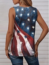 levne Grafický obchod Tank tops &amp; Camis-Top ke Dni nezávislosti pro ženy tílko Hawaiian potisk bez rukávů běžné topy výstřih do V námořnická modrá léto