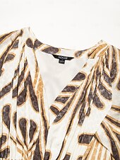 abordables Robes de vacances-Femmes Robe Midi Robe Midi Marron Manche Courte Folk Ourlet irrégulier Printemps &amp; Été Col en V Robe à Motifs S M L