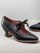  γυναικείες vintage δερμάτινες γόβες με κορδόνια - κομψά παπούτσια oxford για ρετρό και επίσημες περιστάσεις