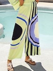 levne Kalhoty-Dámské Kalhoty Volný Rovné Plná délka Moderní soudobé Plážový styl Denní nošení Dovolená Multi Color Jaro léto XS S M