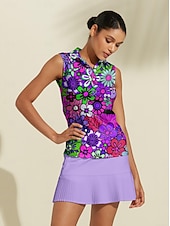 preiswerte Polos und Quarterzips-Damen poloshirt Golfkleidung Meerblau Violett Orange Ärmellos Sonnenschutz Leichtgewichtig T-Shirt Shirt Blumen Damen-Golfkleidung, Kleidung, Outfits, Kleidung