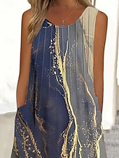 ieftine Rochii boho-Rochie Maxi pentru Femei Rochie Tank Imprimat Floral Ombre Buzunar Guler Rotund Rochie Midi de Zi cu Zi Vacanță fără Mâneci Vară Primăvară