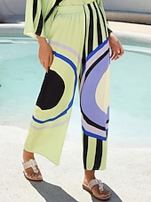 levne Kalhoty-Dámské Kalhoty Volný Rovné Plná délka Moderní soudobé Plážový styl Denní nošení Dovolená Multi Color Jaro léto XS S M
