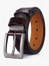 cheap Men&#039;s Belts-Men&#039;s dark brown Black Leather Vintage Fashion