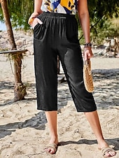 billige Bermuda-shorts-Dame caprishorts Fritid hverdag Kalv lengde عادي Snorer Sidelommer Utskjæring Pusteevne Bekvem Mikroelastisk Helg Svart Vin Blå Grå Sommer Normal