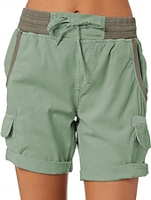 baratos Shorts-Mulheres Calção Misto de Algodão Tecido Curto Branco Verão