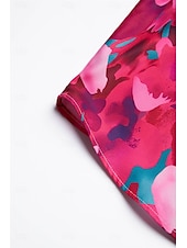 billiga Kvinnors Konst &amp; Design Toppar-Damblus Floral Tryck 3/4 Lång Ärme Spridd Krage Rosa Magenta Vit Knapp-Down Vår Sommar Casual Elegant Tropical Semesterstorlekar Tillgängliga