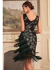 cheap Dresses-Retro Vintage Roaring 20s 1920s Flapper Dress Cocktail Dress The Great Gatsby Wedding Guest Sequins Tassel Fringe Women&#039;s Masquerade Party / Evening Wedding Reception Bachelorette Party Adults&#039; Dress