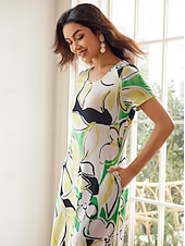 ieftine Rochii florale-rochie lungă rochie maxi rochie lejeră cu mânecă scurtă vară primăvară