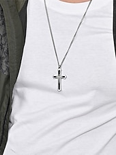 baratos Jóias Masculinas-Homens Colares com Pendentes Prata Preto Dourado Aço Inoxidável Punk Moda Artístico / Retro Cruz