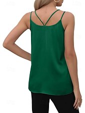 preiswerte Einfacher Tank-Damen Cami Tank Top Lässig Ärmellos Reguläre Tops V-Ausschnitt Urlaub Täglich Weiß Wein Grün Beige Sommer