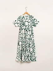 cheap Print Casual Dress-Plant Print V Neck Maxi Dress