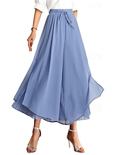 economico gamba larga e vita alta-Per donna Normale A zampa Altalena a dondolo Skort Elegante Casual quotidiano Alla caviglia Vita alta Tinta unita A pieghe Collage Vita elastica Comodo Media elasticità Da tutti i giorni Casual