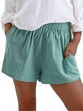 ieftine Bermude-Pentru femei Pantaloni Scurți De Bază Casual Scurt Talie Înaltă Simplu Buzunar Design Elastic cu Cordon Cut înalt Respirabilitate Απαλό Micro-elastic Vacanță Stradă Purtare Zilnică Gri Închis Rosu