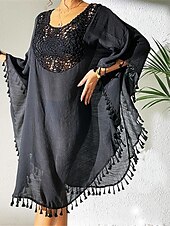 preiswerte Weiße Spitzenkleider-Damen Minikleid Weißes Kleid Spitzenkleid Hemdblusenkleid Sommerkleid Streetwear Basic Lässig Urlaub Straße Ferien Normale Passform Dreiviertelarm Rundhalsausschnitt Schwarz Weiß Blau Orange Sommer