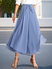 economico gamba larga e vita alta-Per donna Normale A zampa Altalena a dondolo Skort Elegante Casual quotidiano Alla caviglia Vita alta Tinta unita A pieghe Collage Vita elastica Comodo Media elasticità Da tutti i giorni Casual