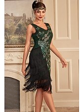 cheap Dresses-Retro Vintage Roaring 20s 1920s Flapper Dress Cocktail Dress The Great Gatsby Wedding Guest Sequins Tassel Fringe Women&#039;s Masquerade Party / Evening Wedding Reception Bachelorette Party Adults&#039; Dress