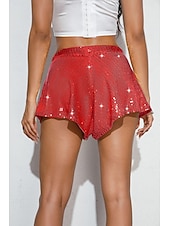 baratos Shorts quentes-Mulheres Calção Casual Diário Curto Tecido Paetês Respirabilidade Confortável Micro-Elástica Final de semana Prata Preto Vermelho Dourado Verão Normal