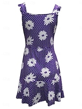 preiswerte Sommerkleider-Damen Freizeitkleid Unterkleid Blumendruck Träger Minikleid Casual Täglich Date Ärmellos Sommer