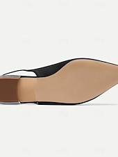 preiswerte Hochzeitsgast-Damen Hochzeitsschuhe Übergrössen Brautschuhe Flacher Absatz Schlaufen Heel Spitze Zehe Minimalismus Satin Schnalle Weiß Elfenbein Silber
