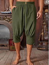economico Fondi-Medievale Rinascimento 17° secolo Pantaloni Pantaloni da pirata Pirata Vichingo Crociato Coulisse Tinta unita Costume Per uomo Costumi da pirata Fantasia Halloween Mascherata Halloween LARP Fiera